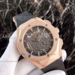 Perfect Replica Hublot Geneve Skeleton Classic Fusion Chronograph Watch Rose Gold 